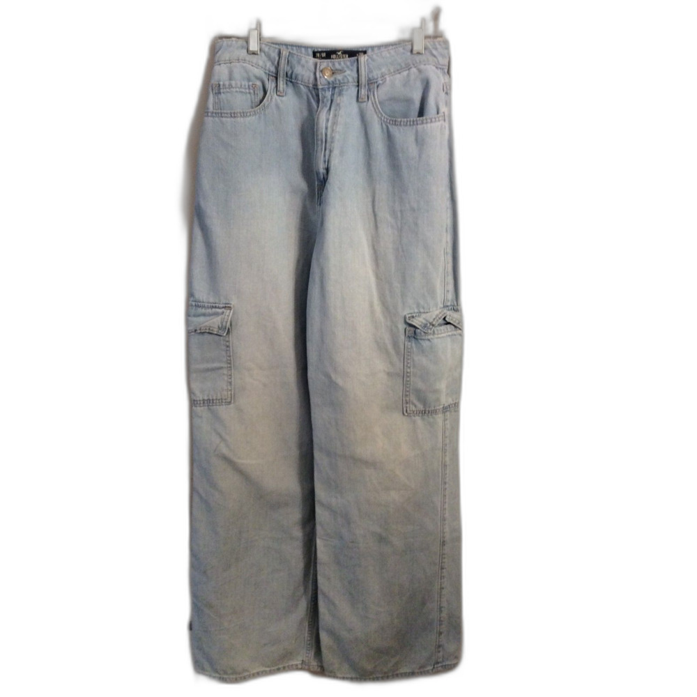 Hollister Vintage Cargo Highest Rise Baggy Wide Leg Jeans W28 7R Women